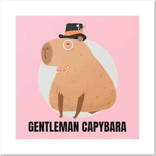 Gentlemen capybara - a cute funny capybara illustration Posters and Art